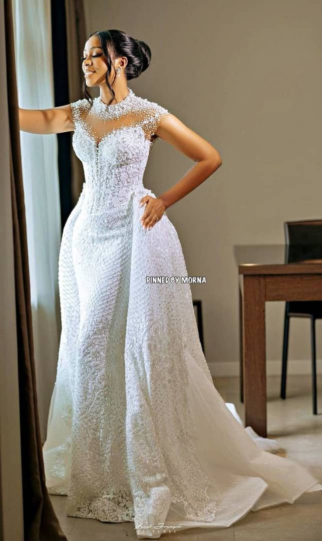 Glitzy Sequin Straight Neck Mermaid Wedding Gown Simply Val Stefani S2235  Cindy